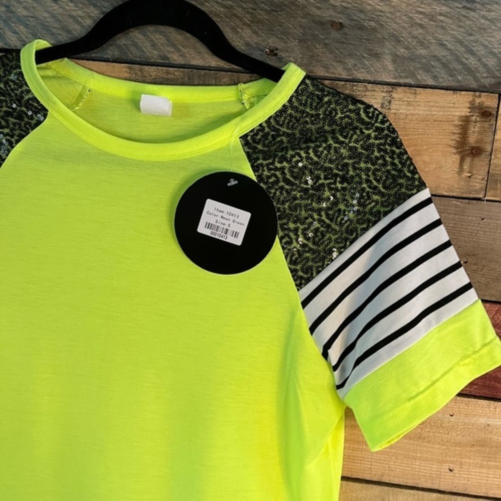 Sunshine & Rodeos Neon Sequin Shoulder Top Size Medium - Picture 3 of 11